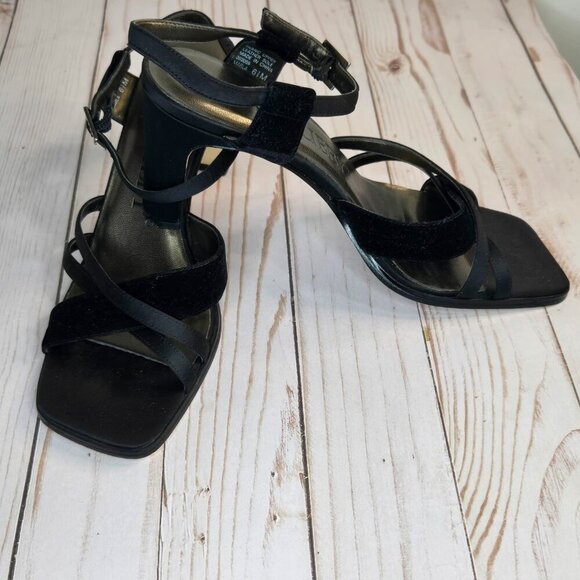 Sam & Libby Marla Strappy Heels | Black Satin | Size 6.5M - Picture 5 of 11